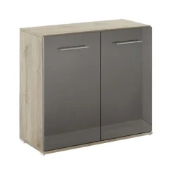 Mobile contenitore multiuso 80x72h cm 2 ante rovere antracite lucido Time A
