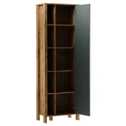 Mobile contenitore multiuso libreria 66x200h cm 1 anta rovere verde Leave