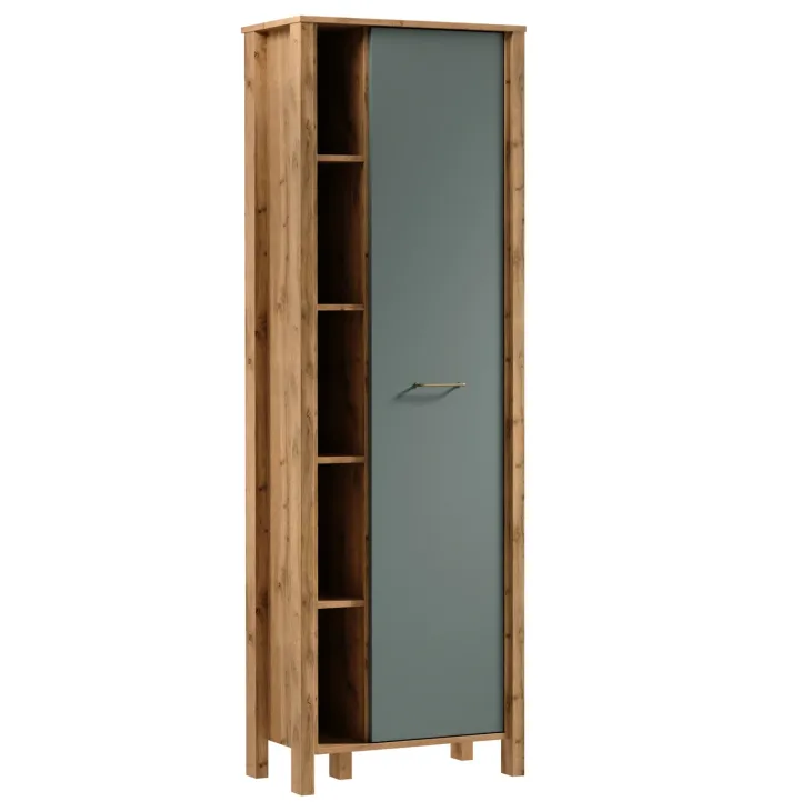 Mobile contenitore multiuso libreria 66x200h cm 1 anta rovere verde Leave