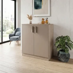 Mobile contenitore multiuso 80x91h cm 2 ante rovere scuro marrone Ginger