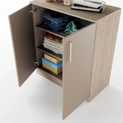 Mobile contenitore multiuso 80x91h cm 2 ante rovere scuro marrone Ginger