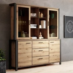 Mobile credenza alta 180x200h cm quercia nero opaco Neive