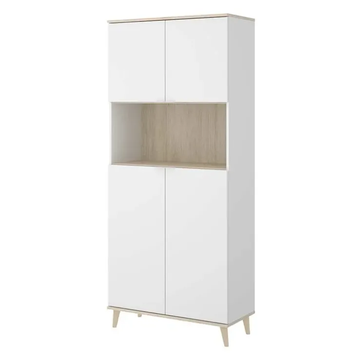 Mobile cucina 80x191h cm 4 ante bianco opaco rovere naturale Penny