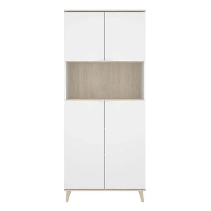 Mobile cucina 80x191h cm 4 ante bianco opaco rovere naturale Penny