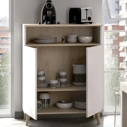 Mobile cucina 80x102h cm 2 ante bianco opaco rovere naturale Penny