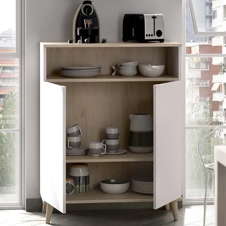 Mobile cucina 80x102h cm 2 ante bianco opaco rovere naturale Penny