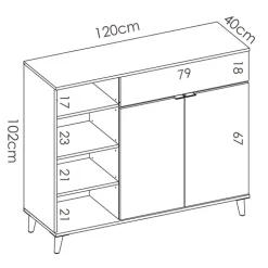 Mobile cucina 120x102h cm bianco opaco rovere da cucina moderno Penny