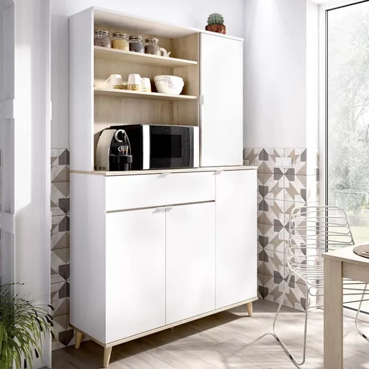 Mobile da cucina 120x191h cm 4 ante 1 cassetto bianco rovere Penny