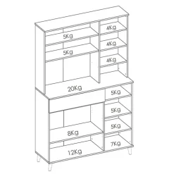 Mobile da cucina 120x191h cm 4 ante 1 cassetto bianco rovere Penny