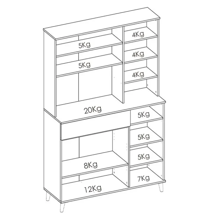 Mobile da cucina 120x191h cm 4 ante 1 cassetto bianco rovere Penny