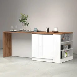 Mobile dispensa cucina 90x90h cm 3 vani bianco piano rovere Gourmet