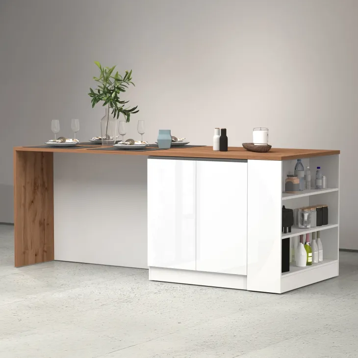 Mobile dispensa cucina 90x90h cm 3 vani bianco piano rovere Gourmet