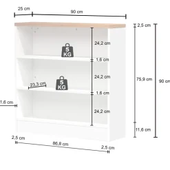 Mobile dispensa cucina 90x90h cm 3 vani bianco piano grigio pietra Gourmet