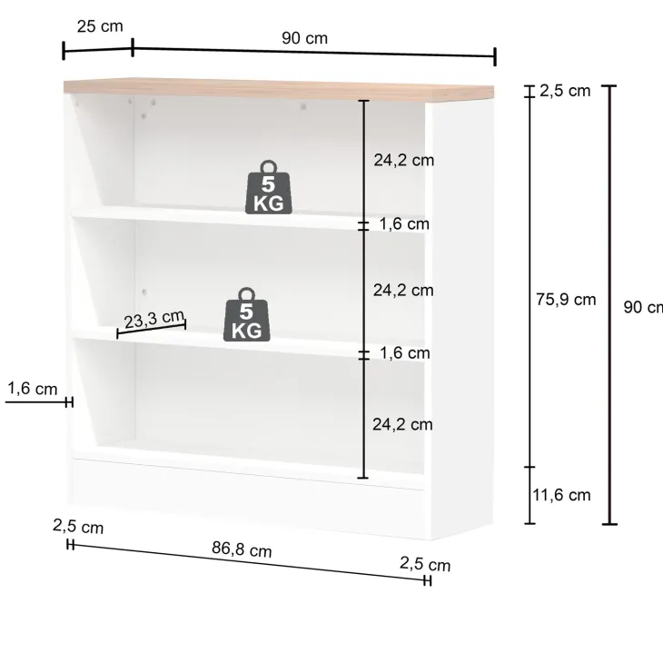 Mobile dispensa cucina 90x90h cm 3 vani antracite piano rovere Gourmet