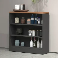 Mobile dispensa cucina 90x90h cm 3 vani antracite piano rovere Gourmet