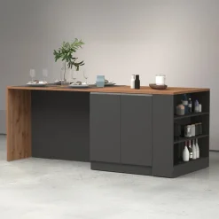 Mobile dispensa cucina 90x90h cm 3 vani antracite piano rovere Gourmet