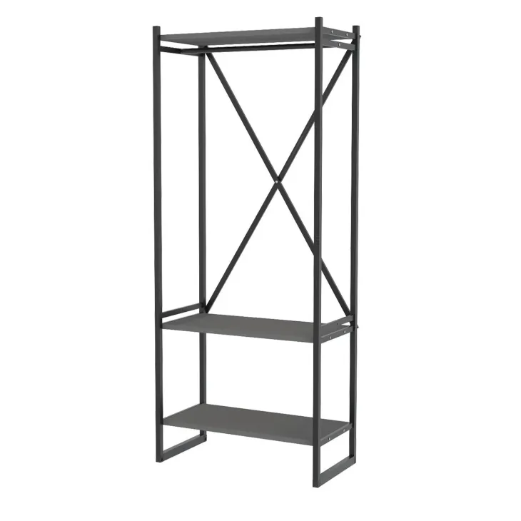 Mobile ingresso appendiabiti 66x160h cm industrial con scarpiera metallo antracite Loft