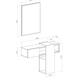 Mobile ingresso sospeso 100x185h cm con specchio bianco rovere Rich Gihome®