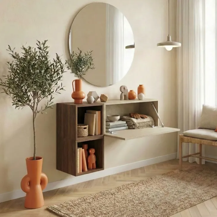 Mobile ingresso sospeso 97x56h cm tortora rovere scuro Sunset 1001