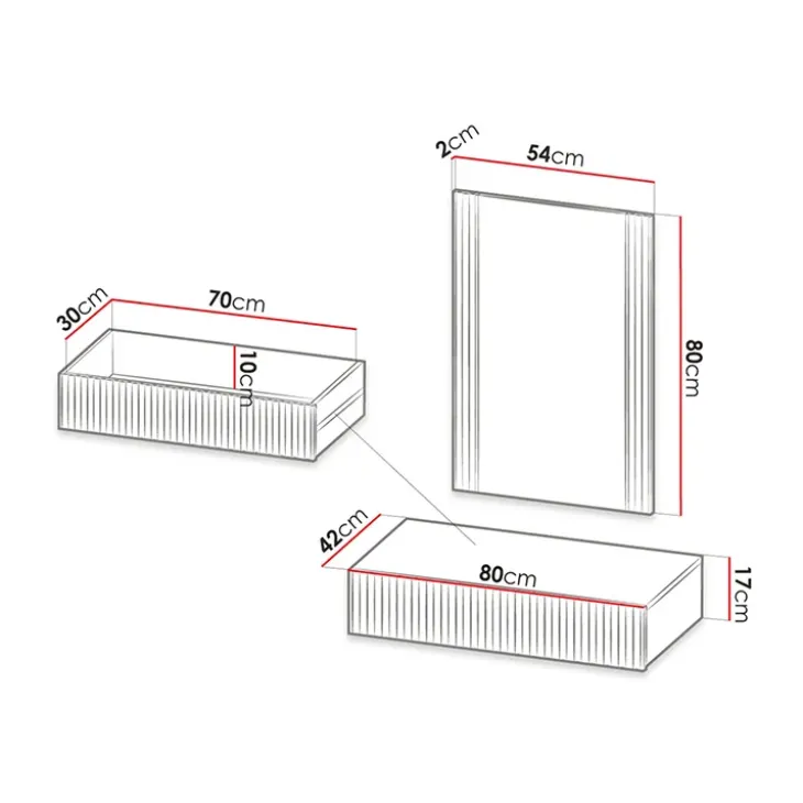 Mobile ingresso sospeso 80x97 h cm con specchio cannettato bianco Essence