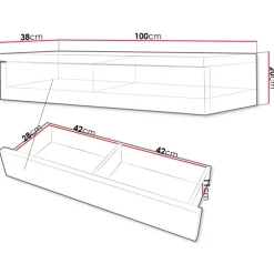 Mobile ingresso sospeso 100x20h cm con cassetto bianco Magnolia