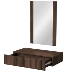 Mobile ingresso sospeso 80x97h h cm 1 cassetto con specchio noce cannettato Gabiot