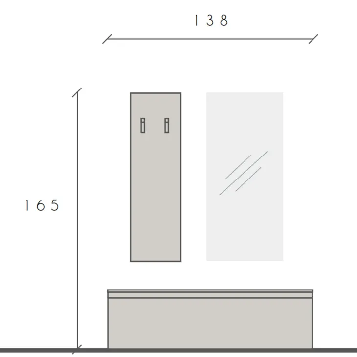 Mobile ingresso 138x165h cm bianco lucido Sunset 109