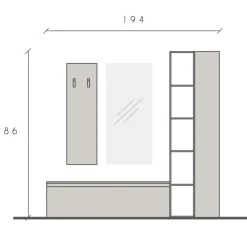Mobile ingresso 194x186h cm bianco lucido rovere chiaro Sunset 108
