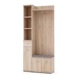 Mobile ingresso 90x203h cm con appendiabiti rovere sonoma California 1 Gihome®