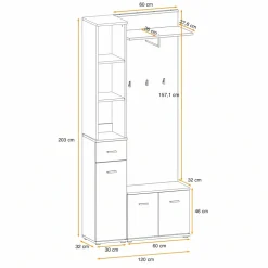 Mobile ingresso 90x203h cm con appendiabiti rovere sonoma California 1 Gihome®