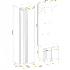 Mobile ingresso 150x202h cm con appendiabiti cannettatto rovere nero Berlino