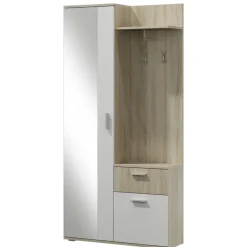 Mobile ingresso 97x195h cm con attaccapanni e specchio sonoma bianco Zefira