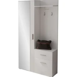 Mobile ingresso 97x195h cm con attaccapanni e specchio bianco Zefira