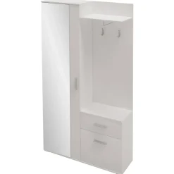 Mobile ingresso 97x195h cm con attaccapanni e specchio bianco Zefira