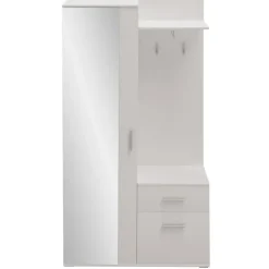 Mobile ingresso 97x195h cm con attaccapanni e specchio bianco Zefira