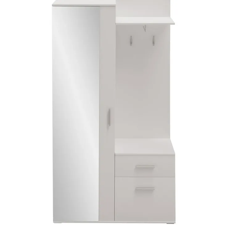 Mobile ingresso 97x195h cm con attaccapanni e specchio bianco Zefira