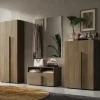 Mobile ingresso 91x174h cm con scarpiera e specchio moderno rovere scuro Alvarez