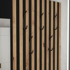 Mobile ingresso 172x205h cm con scarpiera e specchio rovere rustico bianco Welly 3