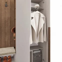 Mobile ingresso 160x189h cm con scarpiera e appendiabiti rovere scuro beige cashmere Karpathos
