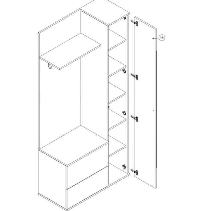 Mobile ingresso 90x195h cm con specchio bianco opaco Rak Gihome®