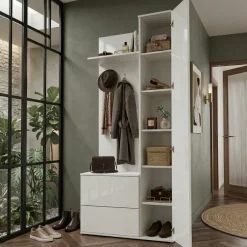 Mobile ingresso 90x195h cm con specchio bianco opaco Rak Gihome®