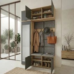 Mobile ingresso 135x231h cm con specchio rovere grafite Arat
