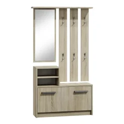 Mobile ingresso 85x180h cm con specchio scarpiera rovere Bergen