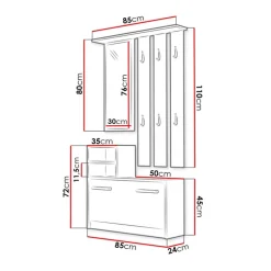 Mobile ingresso 85x180h cm con specchio scarpiera nero Bergen