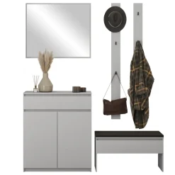 Mobile ingresso 200x230h cm con specchio appendiabiti grigio Accent