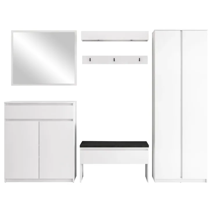 Mobile ingresso 300x200h cm con specchio appendiabiti armadio bianco Accent