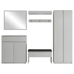 Mobile ingresso 300x200h cm con specchio appendiabiti armadio grigio Accent