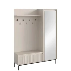 Mobile ingresso 135x180h cm con specchio design cannettato beige cashmere Strike