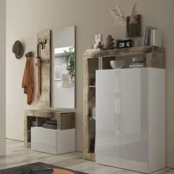 Mobile ingresso 91x173h cm moderno bianco lucido pero Invictus