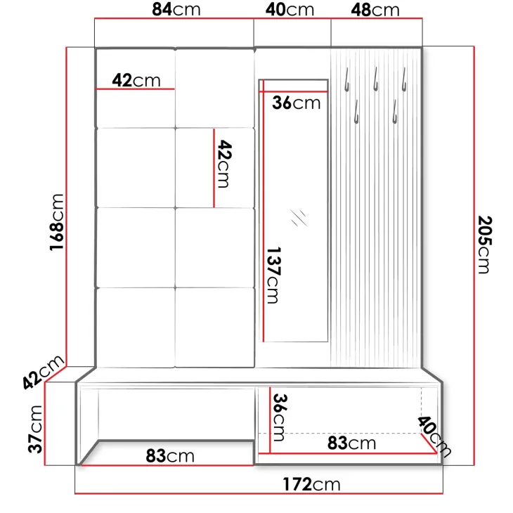 Mobile ingresso 172x205h cm rovere rustico giallo Welly 3